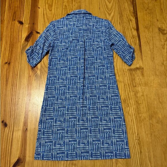 J McLaughlin Blue Collared Catalina Cloth Geometric Stretch Dress XSmall - Picture 12 of 12